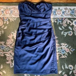 Navy David’s Bridal bridesmaid dress